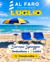 Carica l'immagine nel visualizzatore di Gallery, LUGLIO 2027 | Ombrellone + 2 Lettini | 3ª Fila
