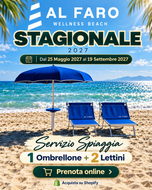 STAGIONALE 2027 | Ombrellone + 2 Lettini | 25 Maggio – 19 Settembre 2027 I 5^ FILA