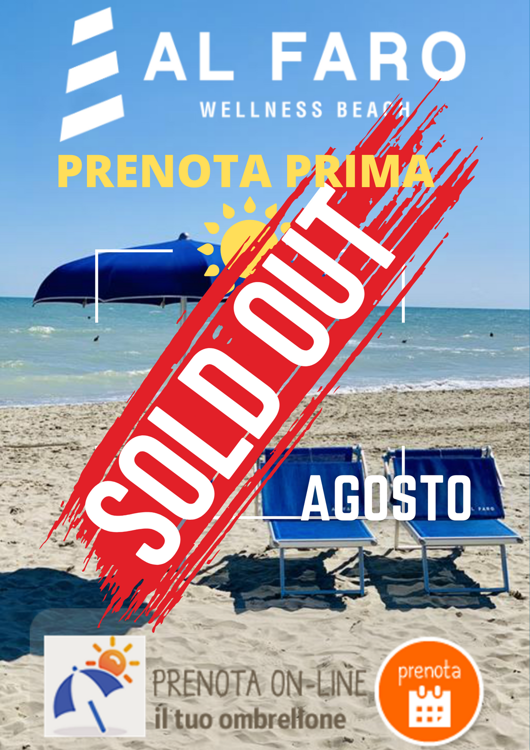 NOLEGGIO Ombrellone Mese di Agosto  2023 SETTIMA FILA